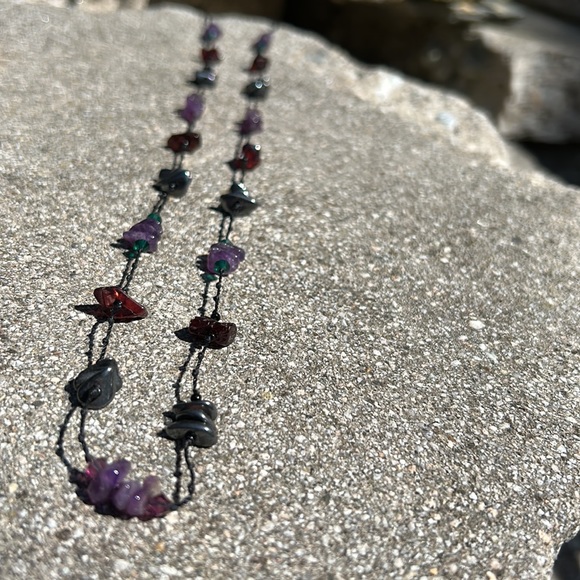 Bohemian, unique, hand strung gemstone necklace - Picture 5 of 6